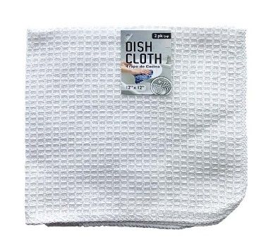 60 pieces of Dish Cloth 2pc Waffle White 12x12in