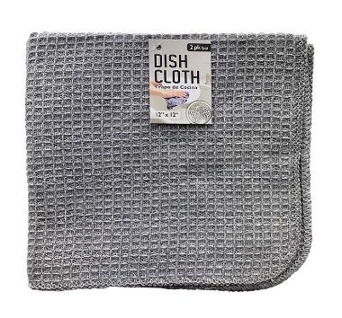 60 pieces of Dish Cloth 2pc Waffle Gray 12x12in