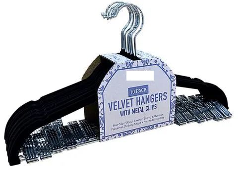 10 Packs of Black Hanger With Clips 10