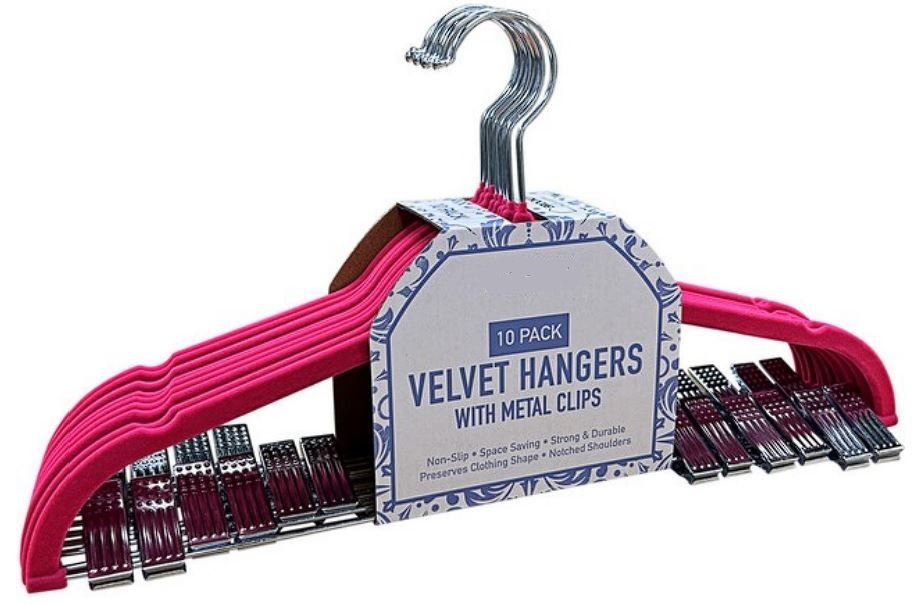 10 Packs of Fushcia Hanger With Clips 10