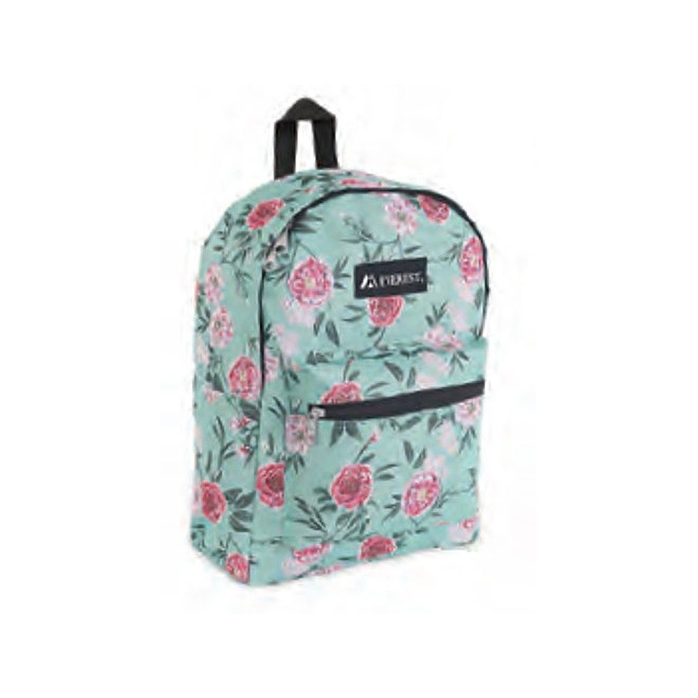 30 Pieces of Basic Pattern Backpack In Green Flower Print