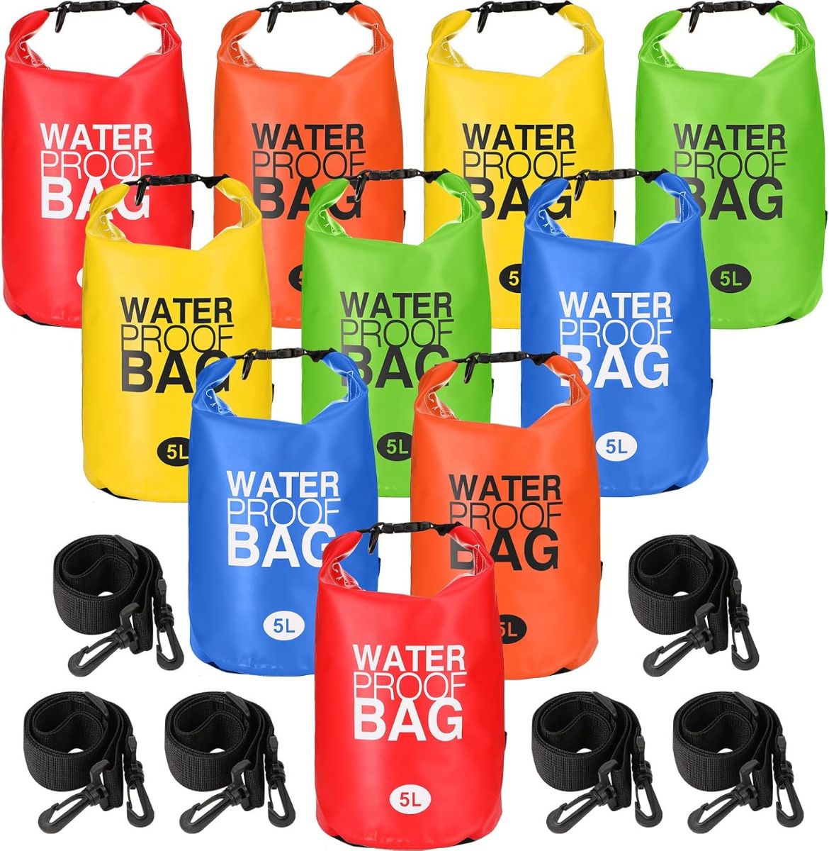 36 Pieces of 5 Liter Water Proof Sealable Camping And Boating Bag Dry Bag Assorted Colors