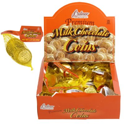 48 pieces of Milk Chocolate Coins In Mesh Bag 1.27 Oz In 12pc Pdq