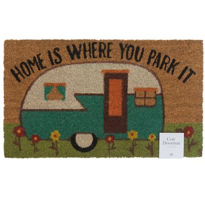 6 pieces of Doormat 17.5x29.5 Camper Home Is Where You Park It 100% Natural Coir W/pvc Backing