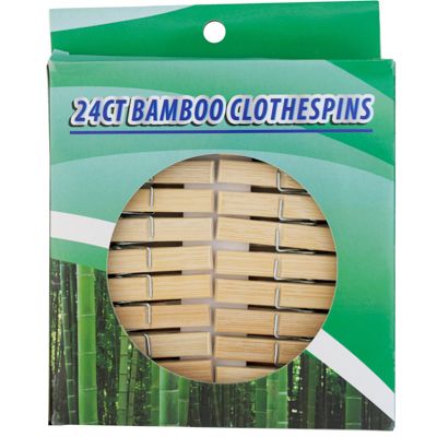 24 packs of Clothespins 24ct Bamboo Strong EcO-Friendly Window Boxed 2.76in L/ 7cm