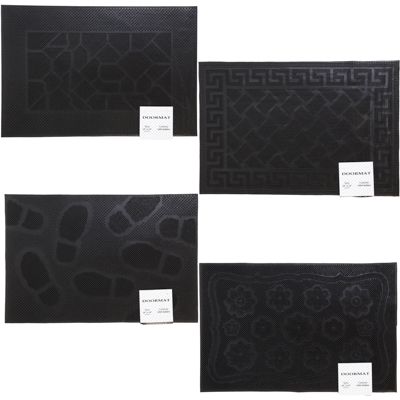 24 pieces of Doormat Rubber Pin 4 Assorted Rectangle Designs Black 16x24 Packed In Bale Ref #ws922rc