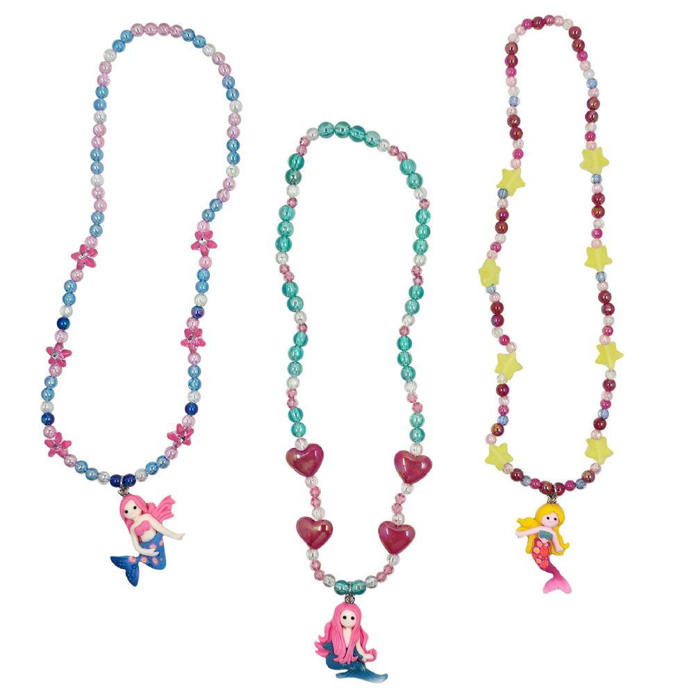 12 pieces of Fimo Mermaid NecklacE-3 Asst. Styles