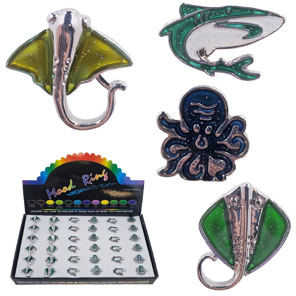 36 pieces of Sealife Mood Ring - 4 Asst. Styles