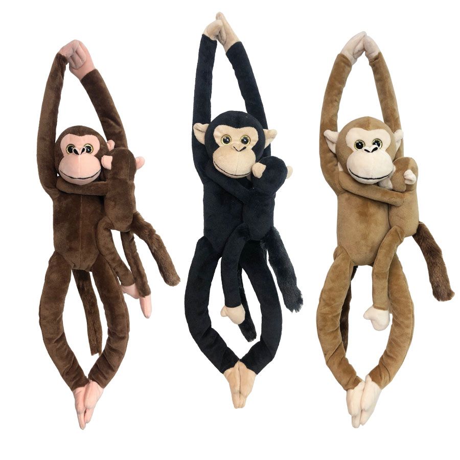24 pieces of 24 inch HanG-A-Boo Monkey W/baby - 3 Asst. Colors