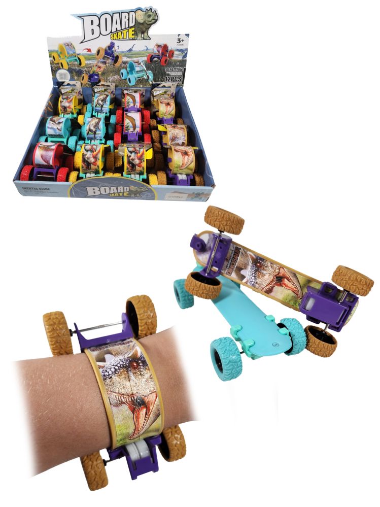 12 pieces of 6 inch Dinosaur Skateboard Slap Bracelet