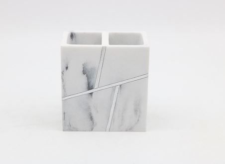 12 Pieces of Marble With Silver Design Toothbrush Holder