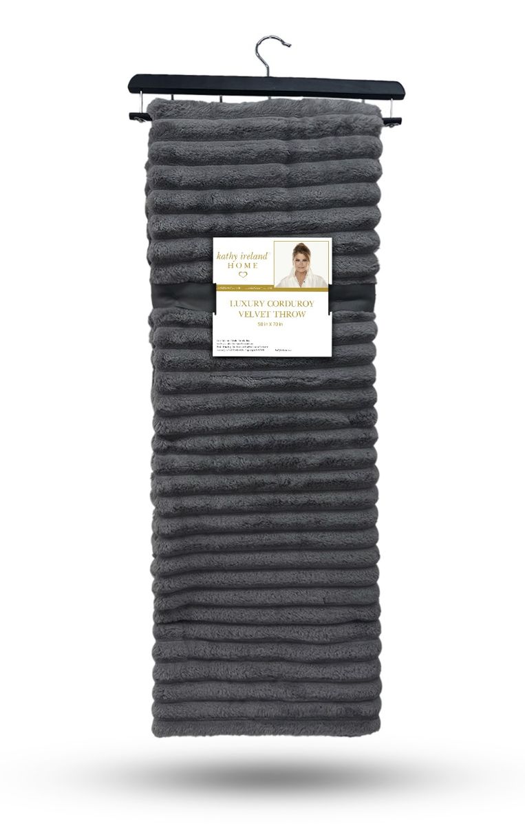12 Pieces of Corduroy Faux Fur Throw In Ultimate Gray 50x70