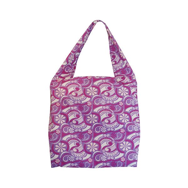 24 Pieces of Floral Cotton Beach Tote PURPLE