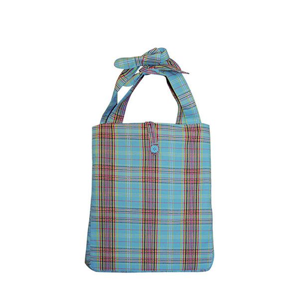24 Pieces of Fashion Plaid Beach Tote Bag BLUE