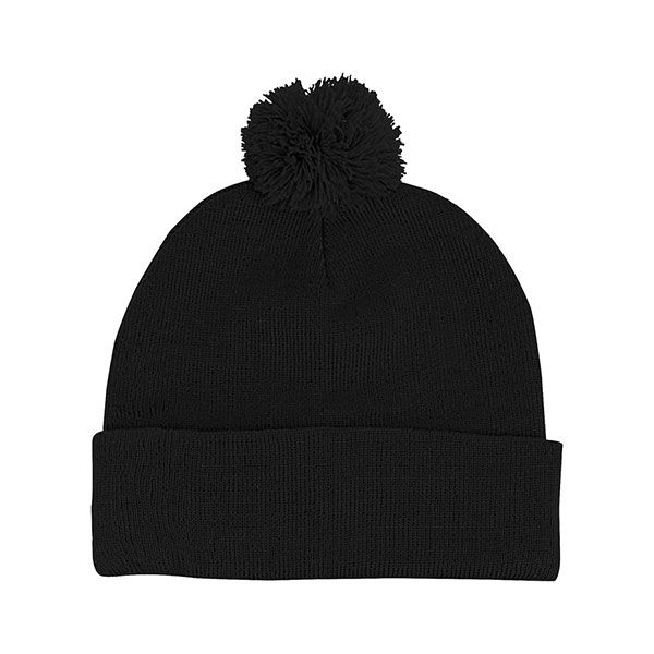 24 Pieces of Pom Acrylic Cuff Beanie BLACK