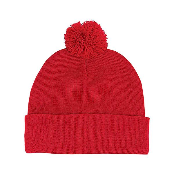 24 Pieces of Pom Acrylic Cuff Beanie RED