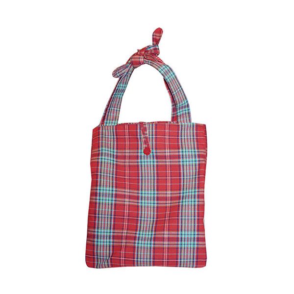 24 Pieces of Fashion Plaid Beach Tote Bag RED