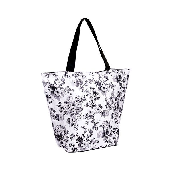 24 Pieces of Floral Tote Bag BLACK