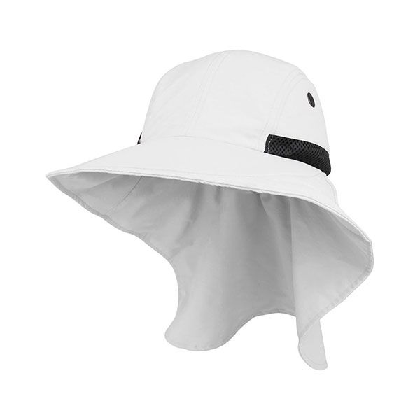 24 Pieces of Juniper Ladies' Nylon Wide Brim Flap Cap WHITE
