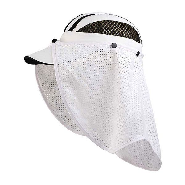 24 Pieces of Juniper Taslon UV Cap w/ Removable Mesh Flap WHITE