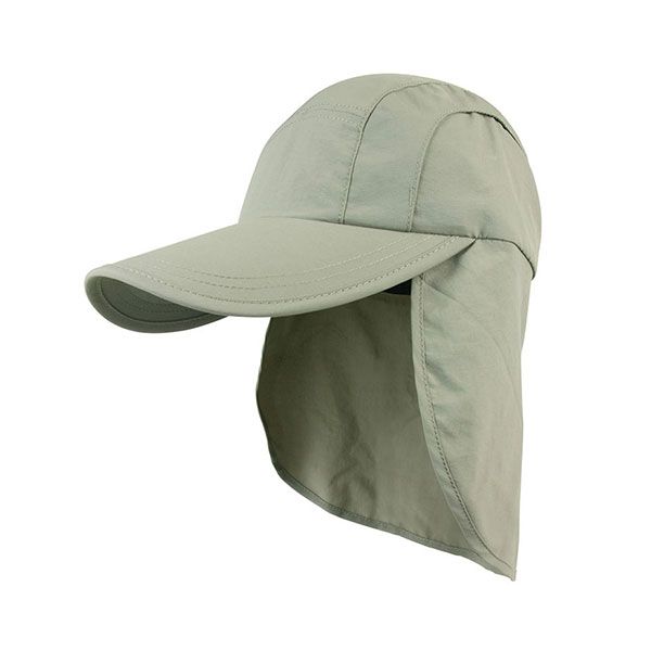 24 Pieces of Juniper Taslon UV Cap with Flap & Draw String KHAKI