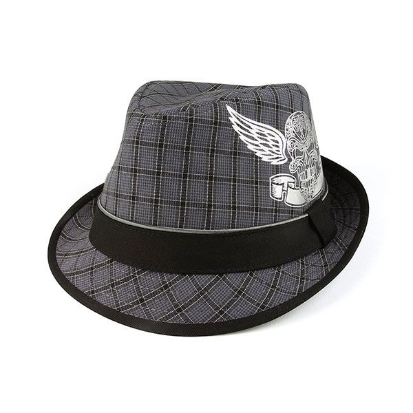 24 Pieces of Plaid Fedora Hat BLK-GRY-M