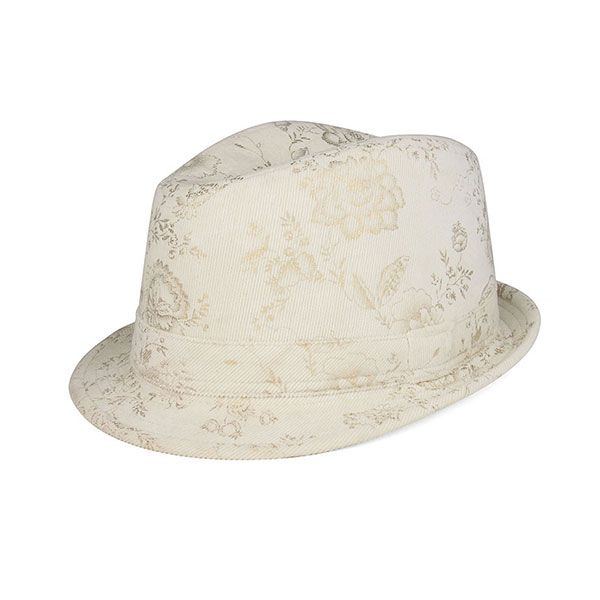 24 Pieces of Ladies' Corduroy Printed Fedora Hat NATURAL