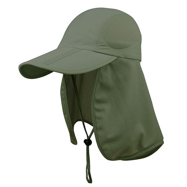 24 Pieces of Taslon UV Folding Bill Cap w/Mesh Flap OLIVE