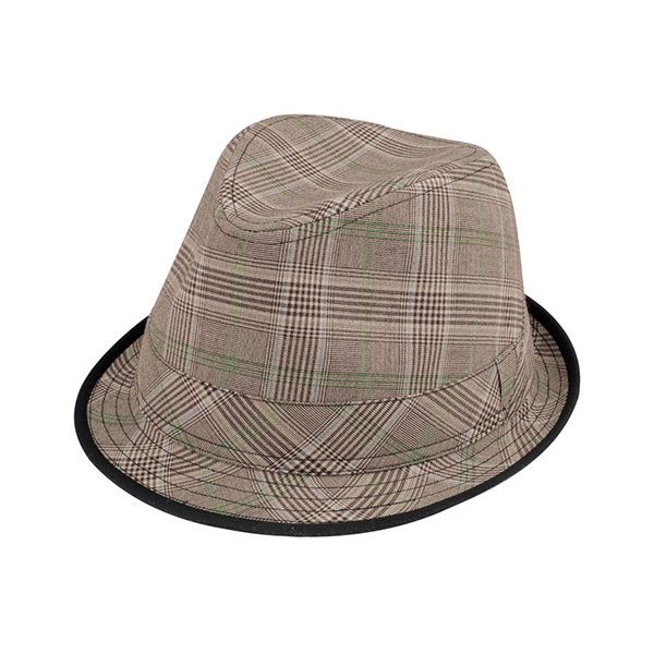 24 Pieces of Plaid Fedora Hat BROWN.PLAID
