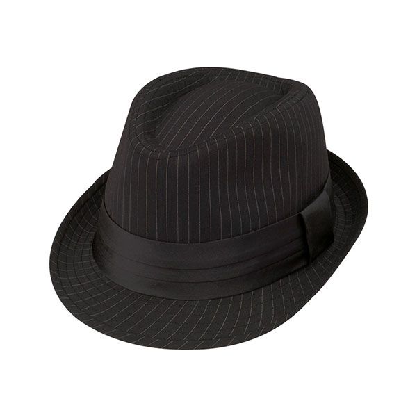 24 Pieces of Pinstripe Fedora Hat BLACK-M