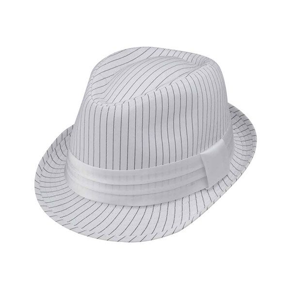 24 Pieces of Pinstripe Fedora Hat WHITE-XS