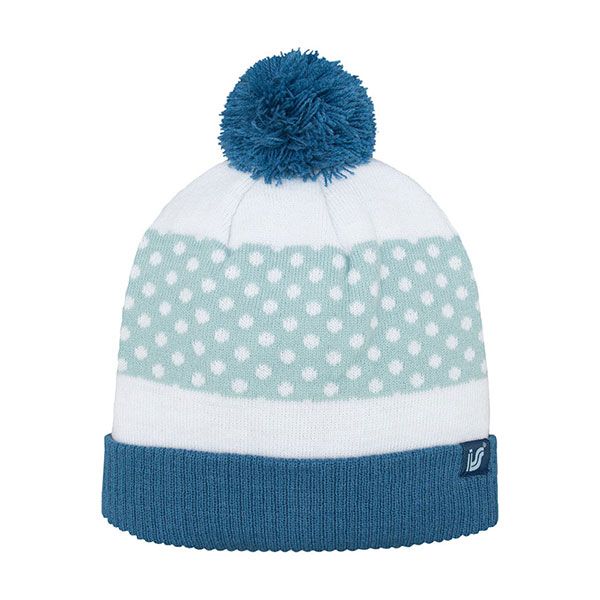 24 Pieces of Infinity Selections Polka Dot Cuffed Pom Beanie BLUE