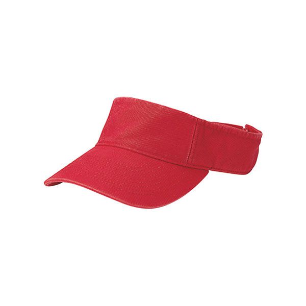 24 Pieces of Pro Style Cotton Twill Washed Visor RED