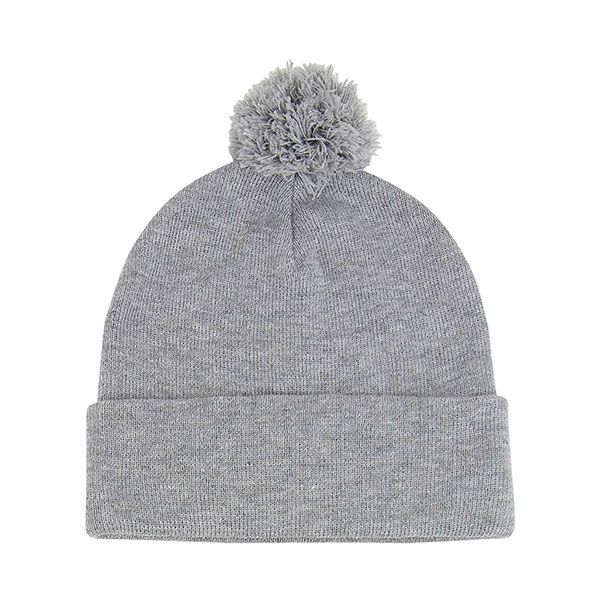 24 Pieces of Pom Acrylic Cuff Beanie HEATHER_GREY