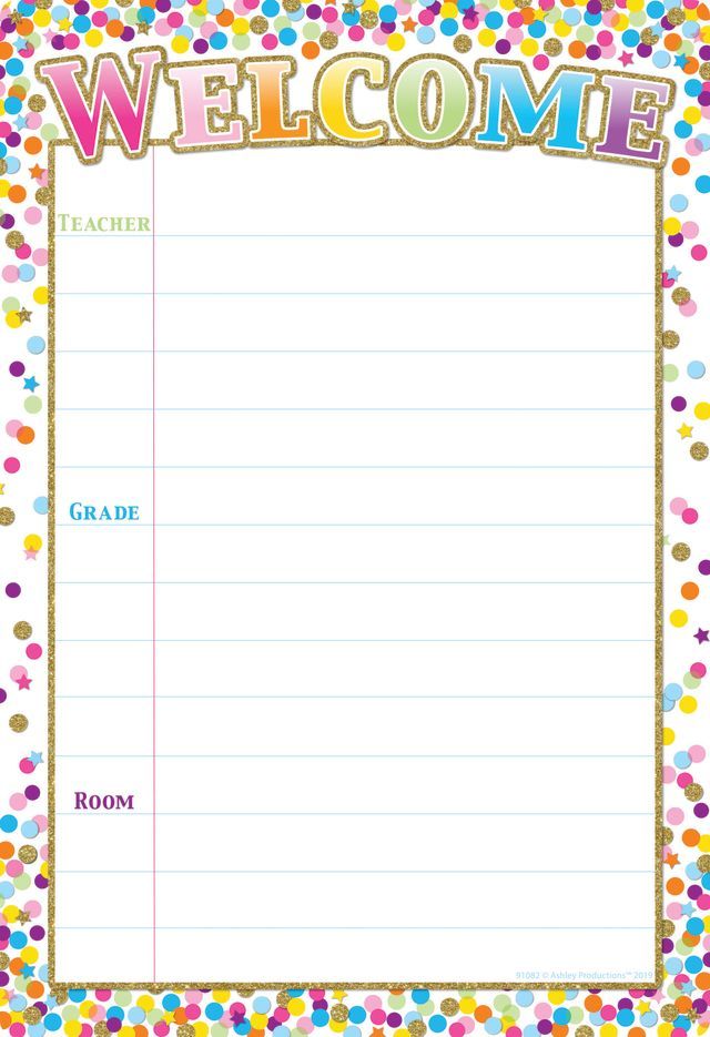 24 Pieces of Confetti Welcome 13" X 19" Smart Poly Chart