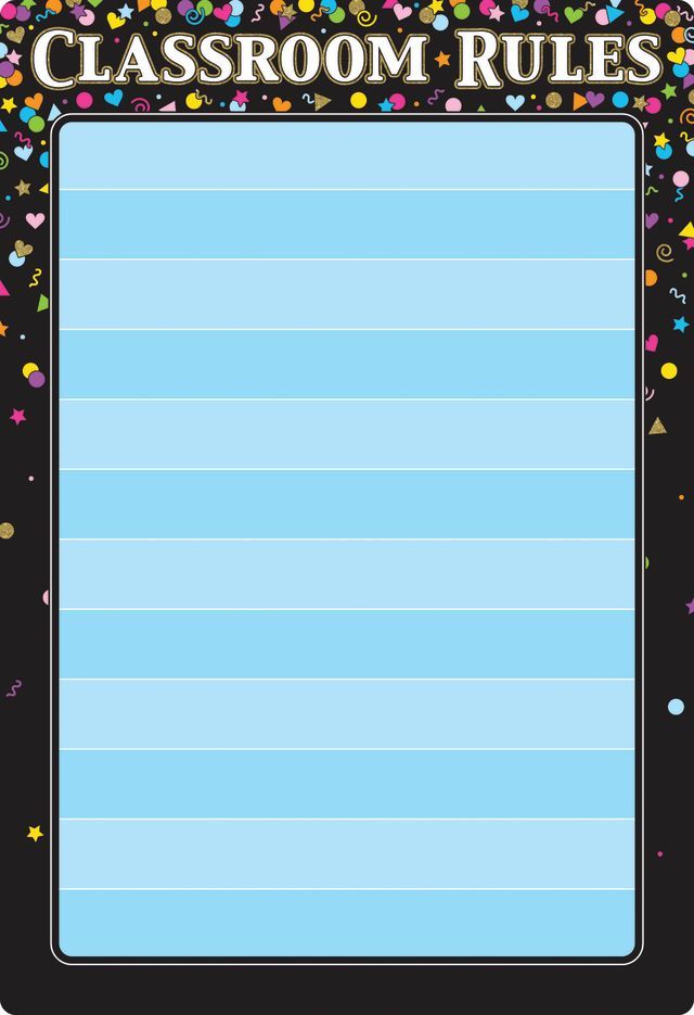 24 Pieces of Black Confetti Classroom Rules 13" X 19" Smart Poly Chart