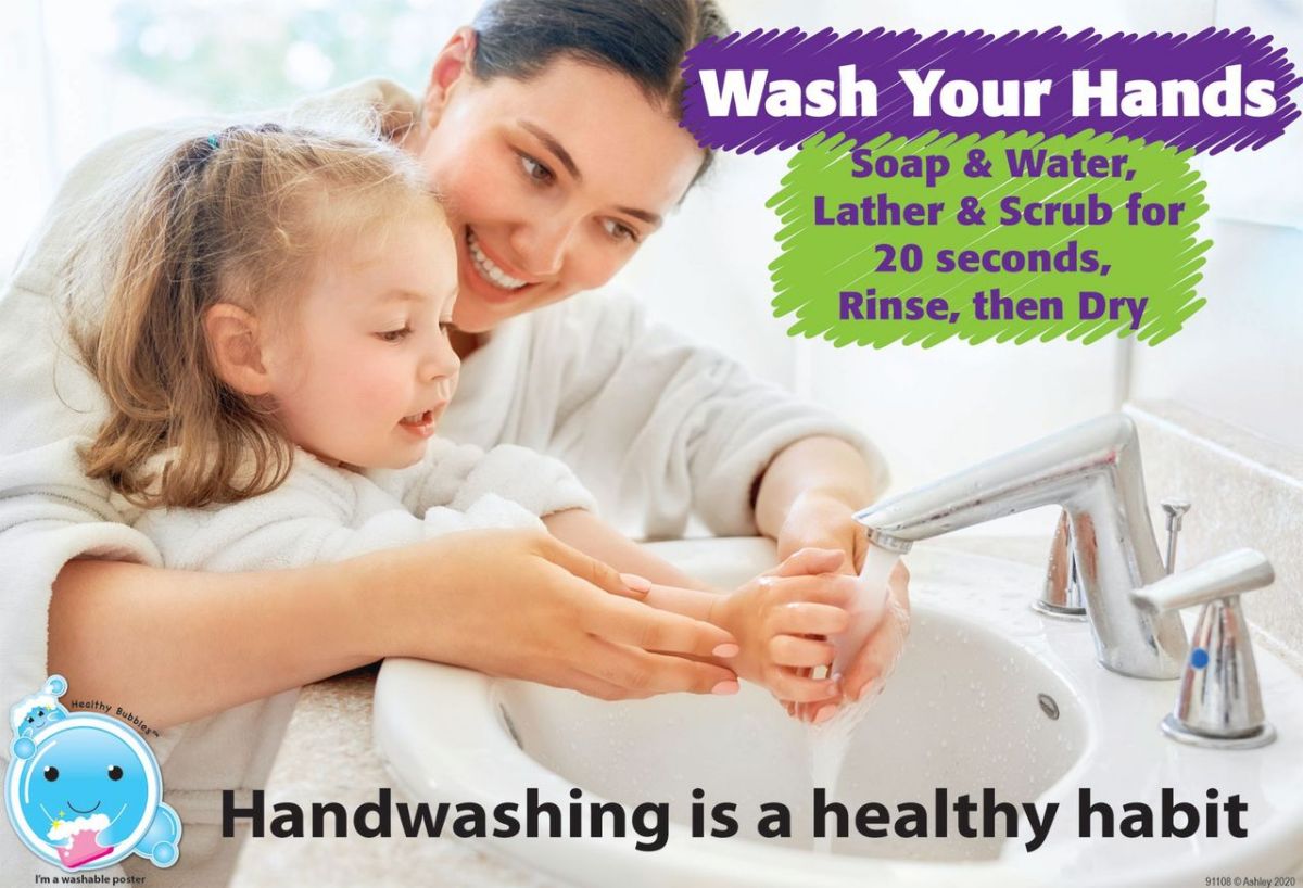 24 Pieces of Smart Poly, Healthy Bubbles, Chart 13"x19", Handwashing Is A Healthy Habit
