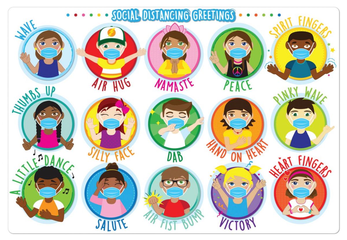24 Pieces of Smart Poly , Healthy Bubbles, Chart 13"x19", Social Distancing Greetings