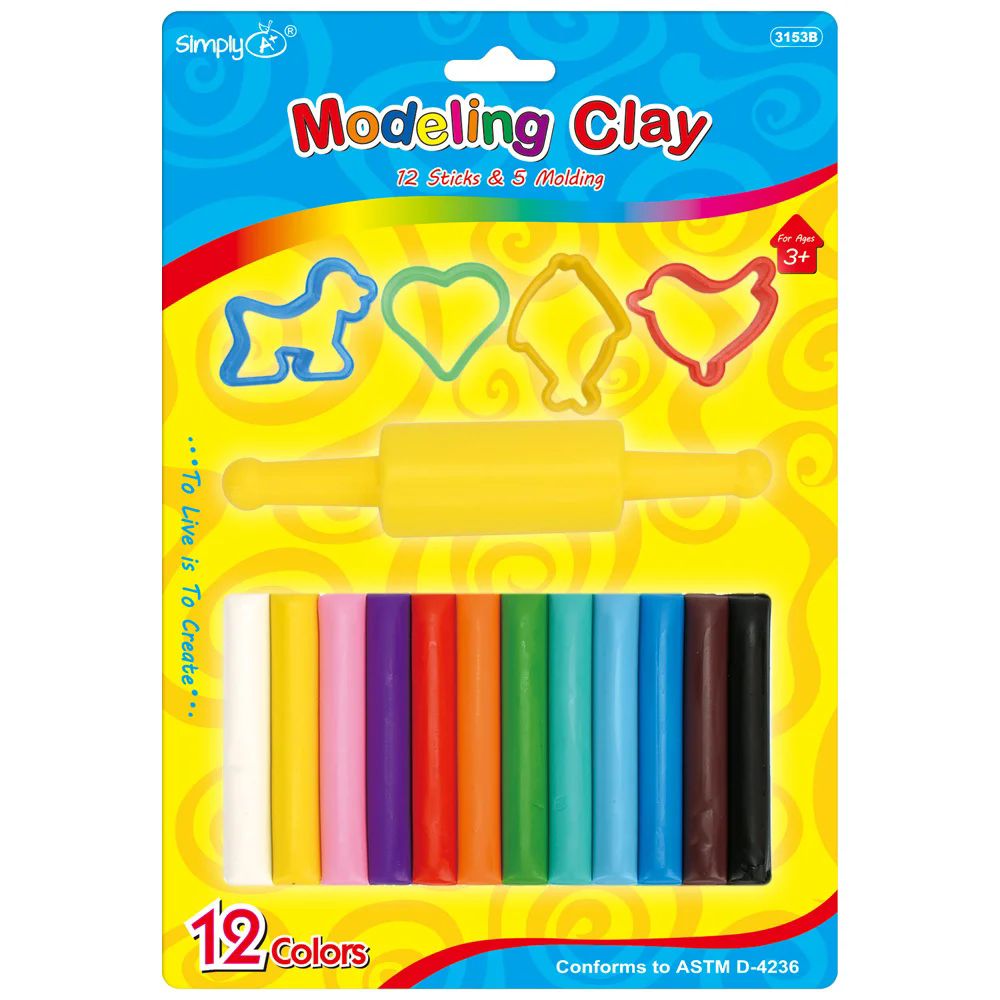 36 Pieces of 12 Color Modeling Clay Sticks + 4 Modelings + Rolling Pin