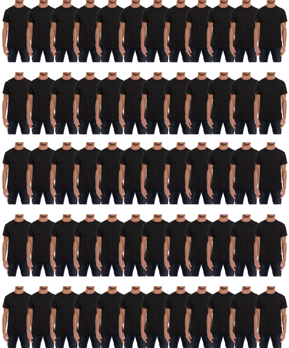 60 Pieces of Mens Cotton Crew Neck Short Sleeve T-Shirts Black, Small