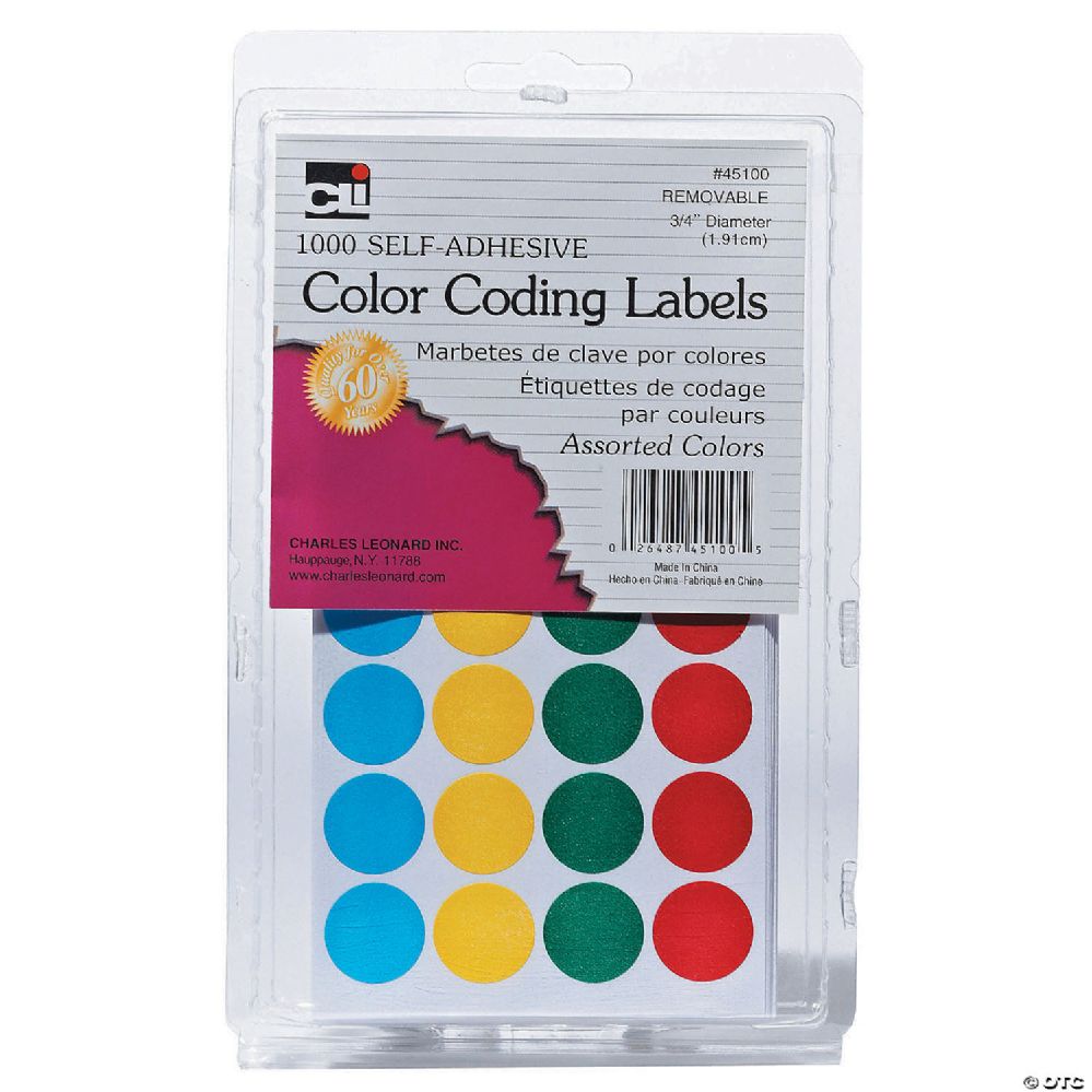 12 Wholesale Self-Adhesive Color-Coding Labels, Assorted Colors, 1000 ...