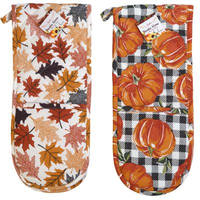 12 pieces of Oven Mitt / Potholder Double Hand 2 Asst Harvest Print Ht/ Jhook