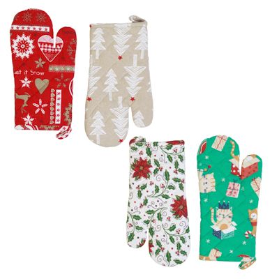 24 pieces of Oven Mitt 4 Ast Christmas Ht/ Jhook 7x12.5in