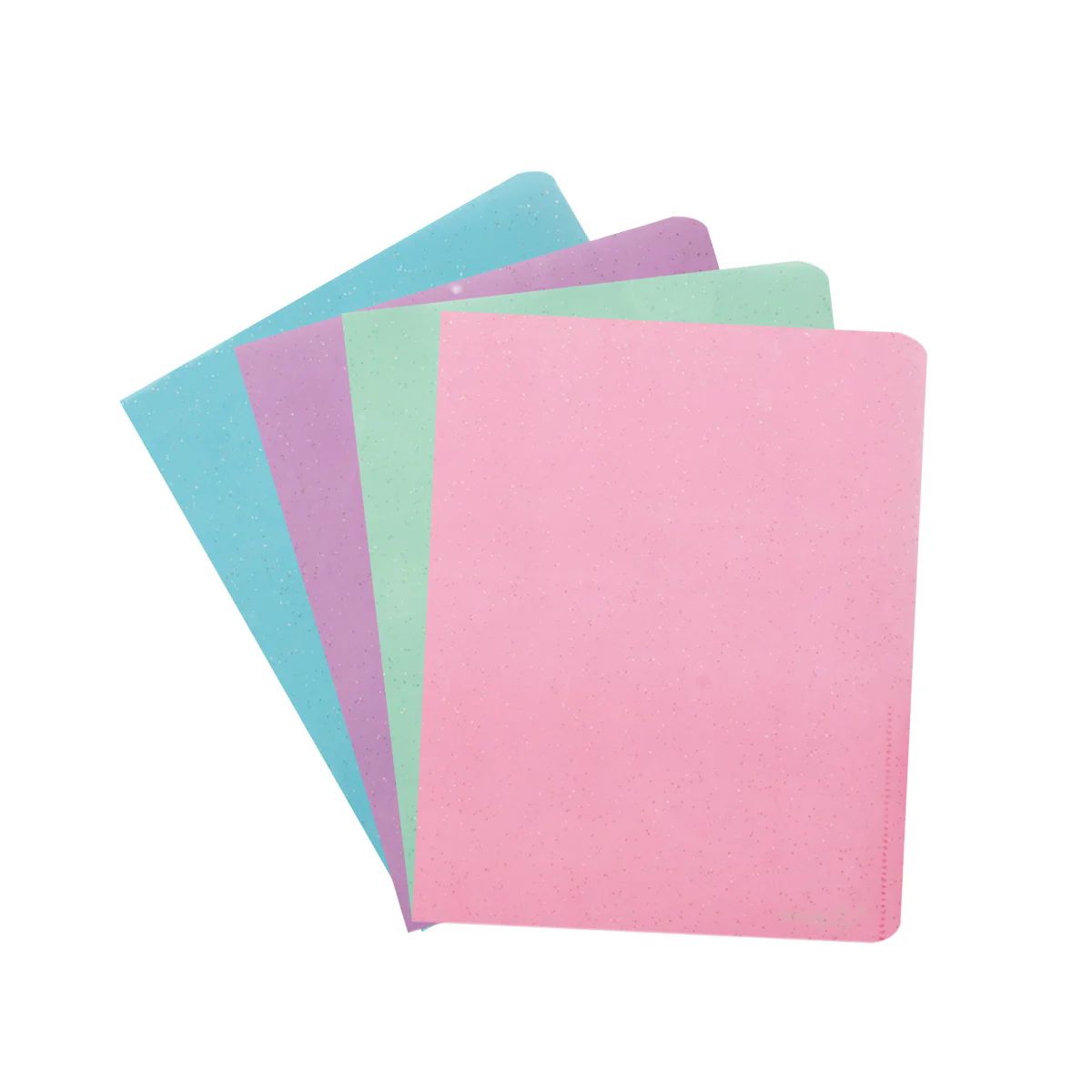 48 Pieces of 2-Pockets Glittered Poly Folder Macaron