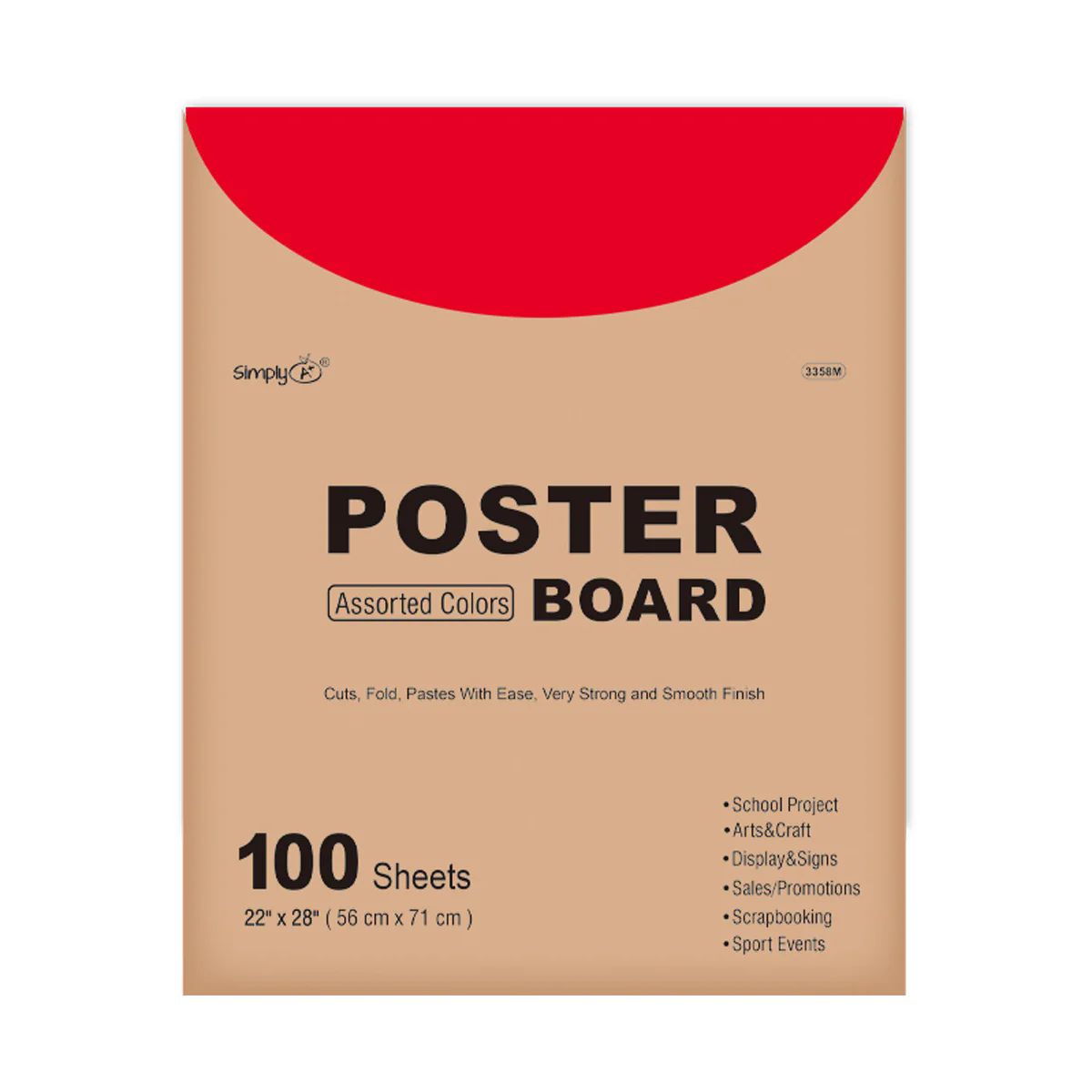 100 Pieces of Poster Board Assorted Colors 100 Sheets
