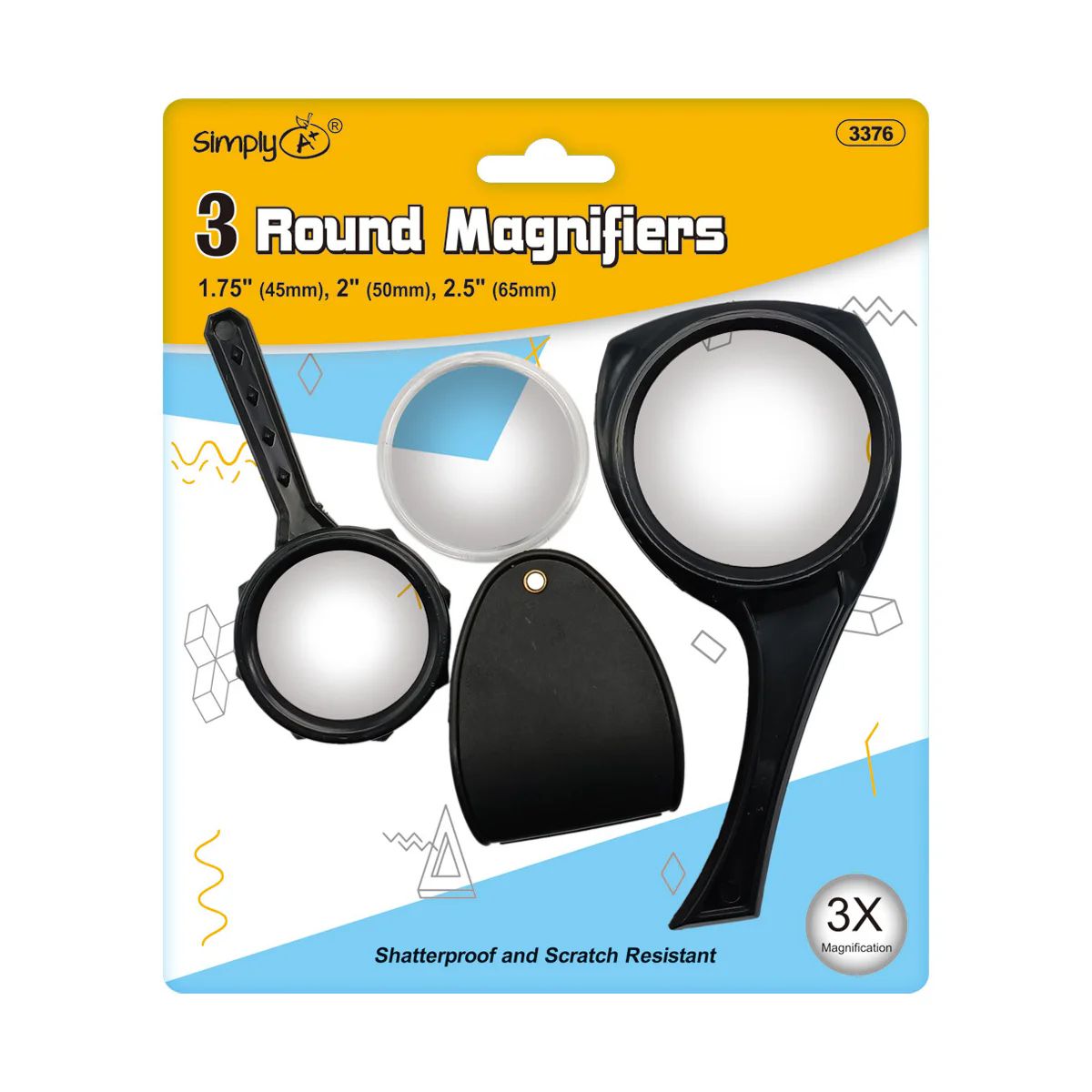 24 Pieces of 3 Round Magnifiers 45mm 50mm 65mm
