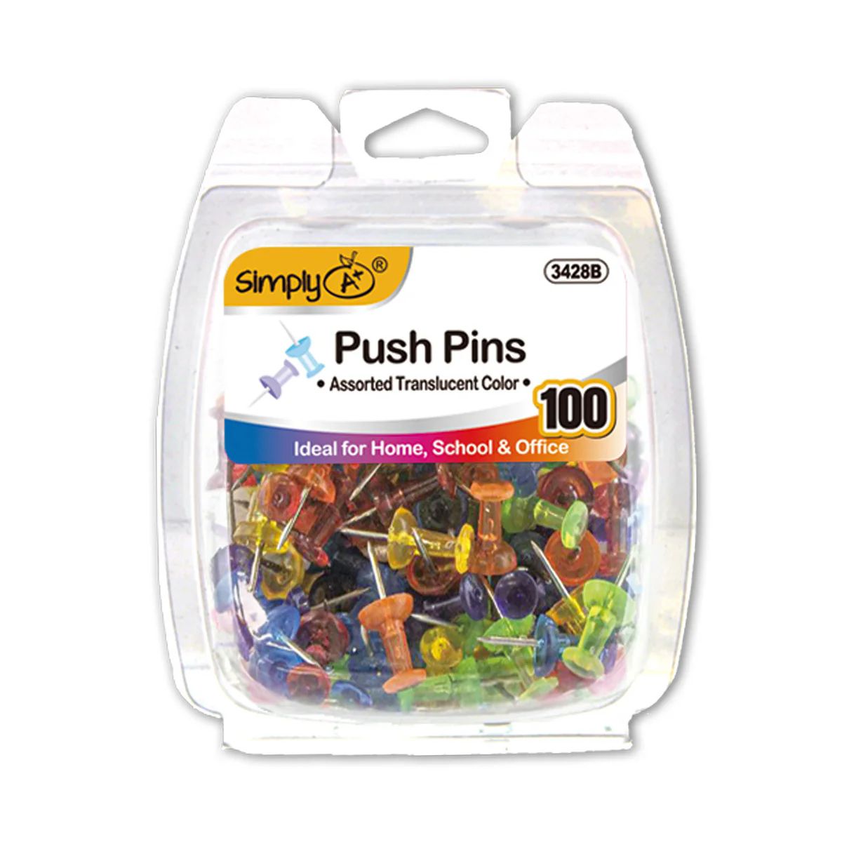 24 Pieces of Push Pins Assorted Translucent Color 100ct