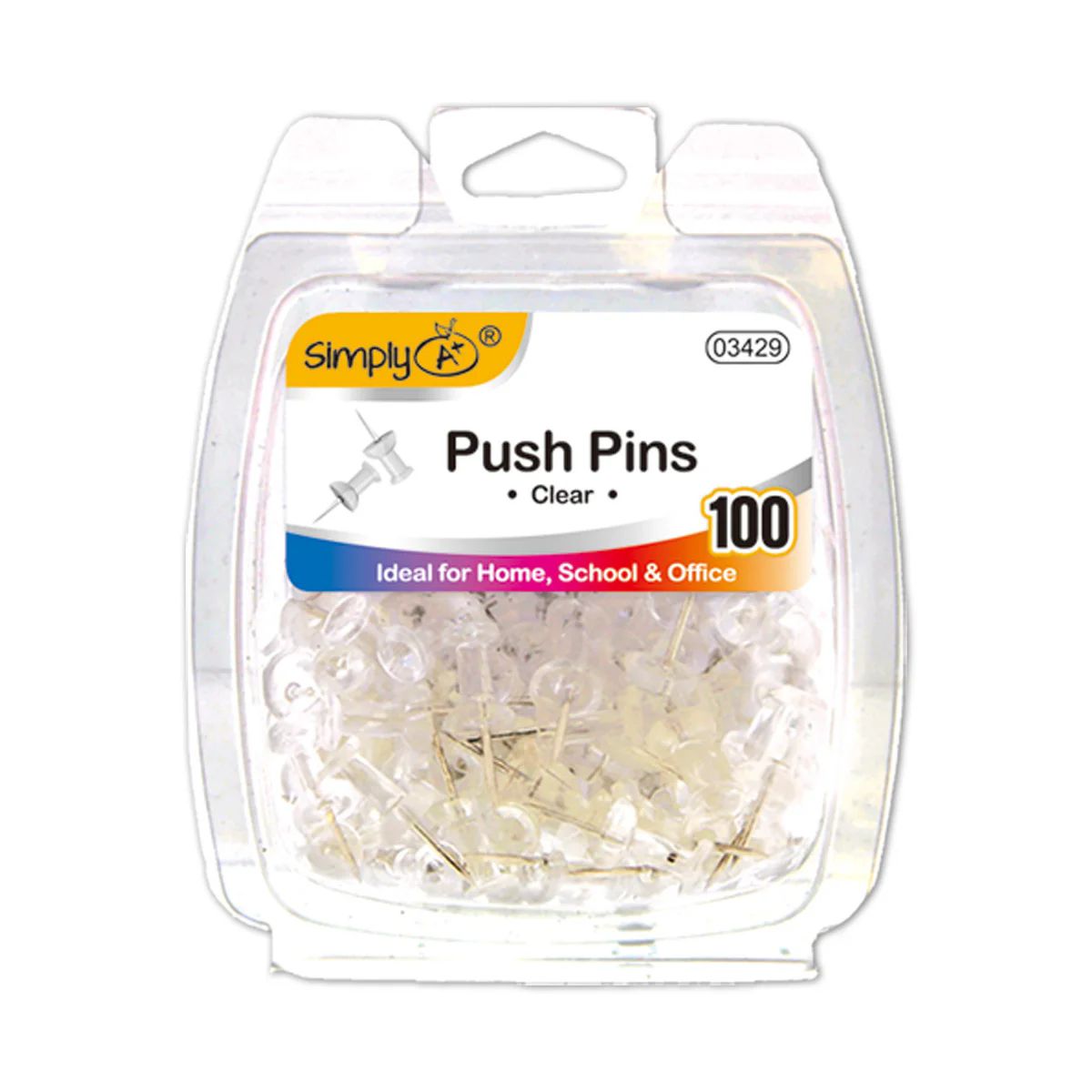 24 Pieces of Push Pins Clear 100ct