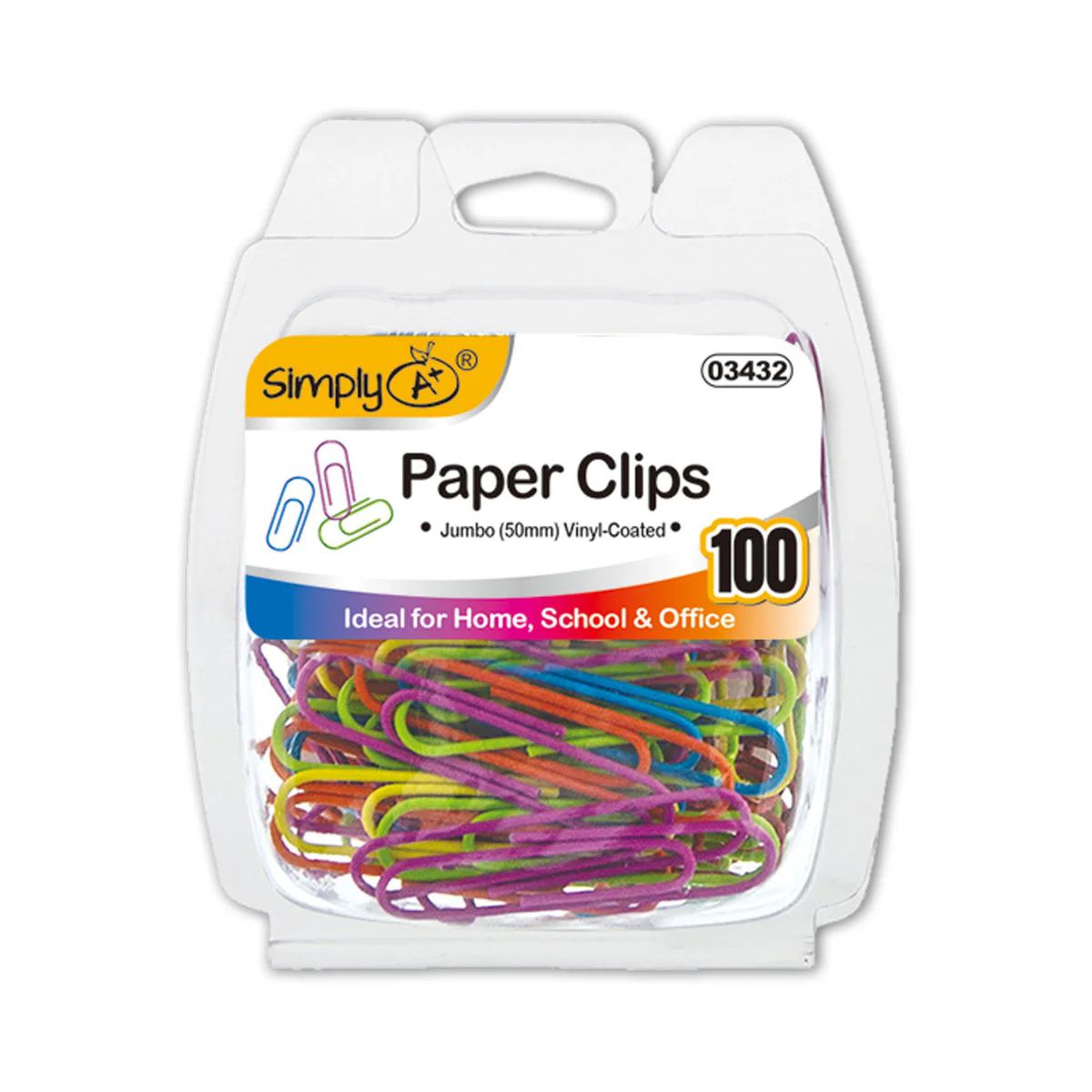 24 Pieces of Paper Clips Jumbo 50mm Vinyl Coated 100ct