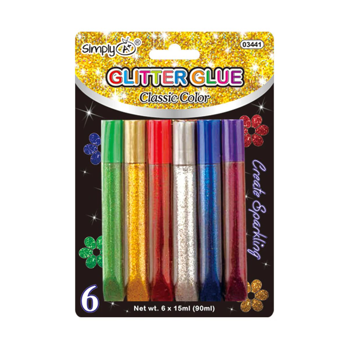 36 Pieces of Glitter Glue Classic Color 6ct